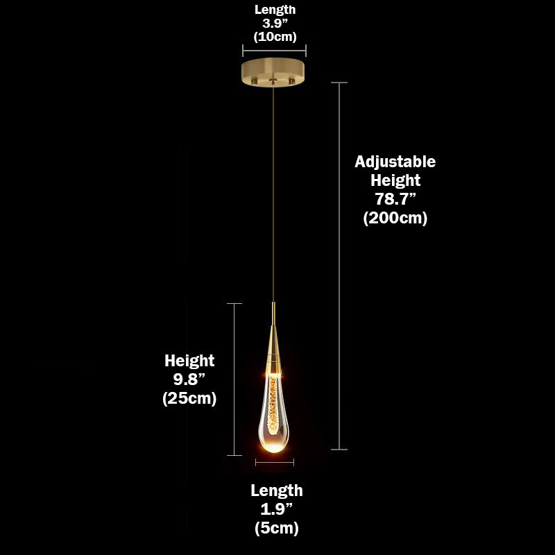 1 Lamp Indura crystal small chandelier Size, adjustable lamp Wire height 78 inches, the crystal lighting lamp height 9.8 inches, lamp length 1.9 inches, base size length 3.9 Inch.