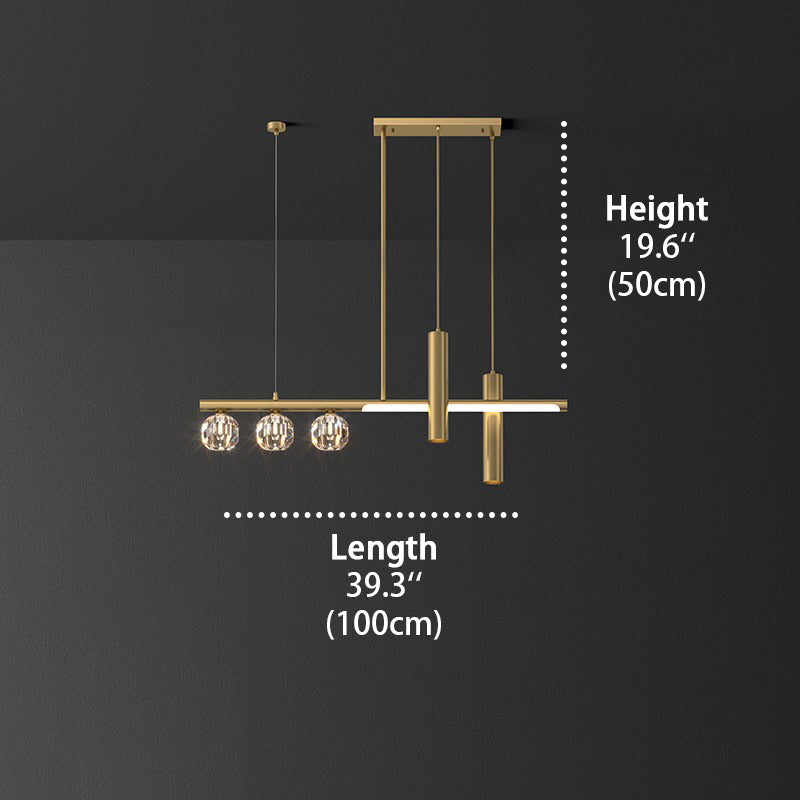 Koper crystal lighting Size, the lamp hanging height is 19.6 inches, the lamp length is 39.3 inches.