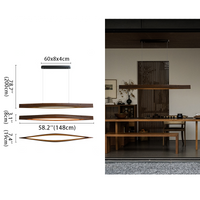 Lris Brown Color Wooden Pendant Light dimensions and scene graphic display.